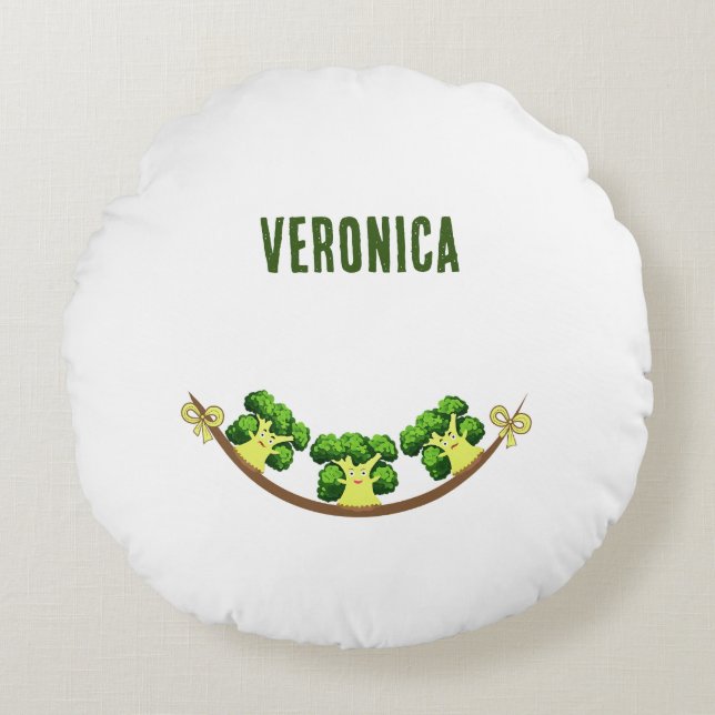 Three broccoli round cushion (Front)