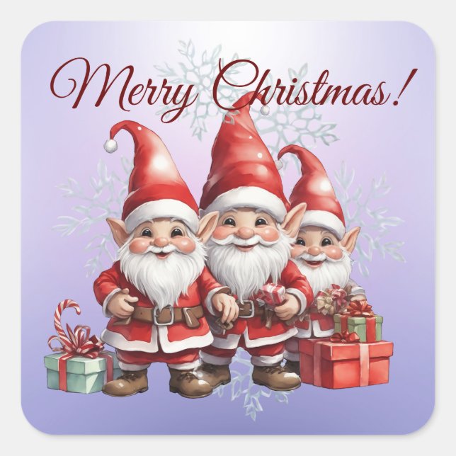 Three bro's, three gnomes - Merry Christmas! Square Sticker (Front)