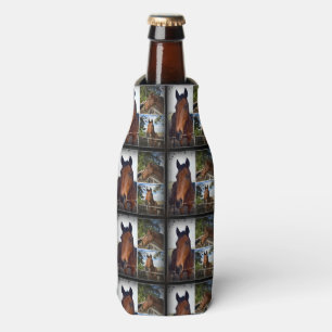 Three Brown Horses Photo Collage, Bottle Cooler