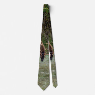 Three Bull Elk Fight Neck Tie