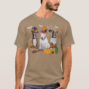 Three Bull Terrier Dogs Witch Halloween Mummy Scar T-Shirt
