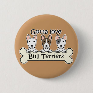 Three Bull Terriers 6 Cm Round Badge