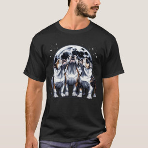 Three Bulldogs Howling at Moon Like Three Wolves T-Shirt