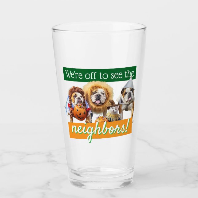 Three Bulldogs in Costumes Glass (Front)
