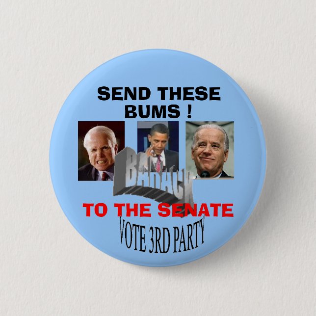 three bums 6 cm round badge (Front)