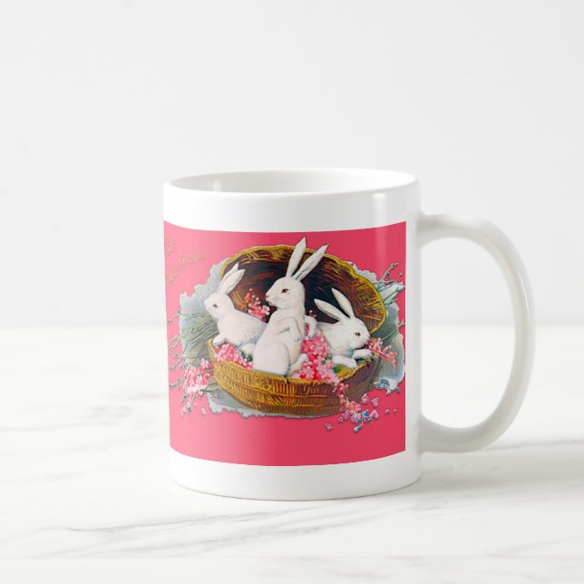 Three bunnies in a basket mug (Right)