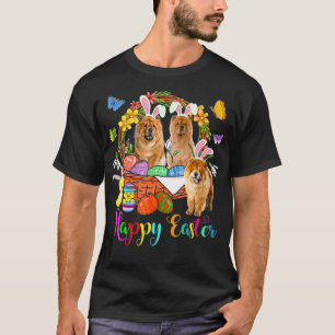 Three Bunny Chow Chow Dogs In Easter Eggs Basket  T-Shirt