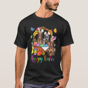Three Bunny Doberman Dogs In Easter Eggs Basket T-Shirt