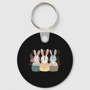 Three Bunny Easter Bunny Bunny Ears Graphic Key Ring