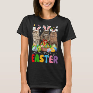 Three Bunny Persian Cats & Easter Egg Basket Easte T-Shirt