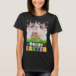 Three Bunny Ragdoll Cats & Easter Egg Basket Easte T-Shirt