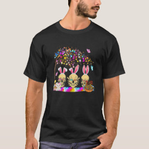 Three Bunny Skulls Cute Bunny Chick Eggs Basket Ha T-Shirt