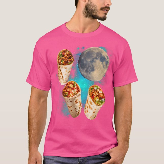 Three Burritos Moon Howling Funny 3 Burritos Howli T-Shirt (Front)