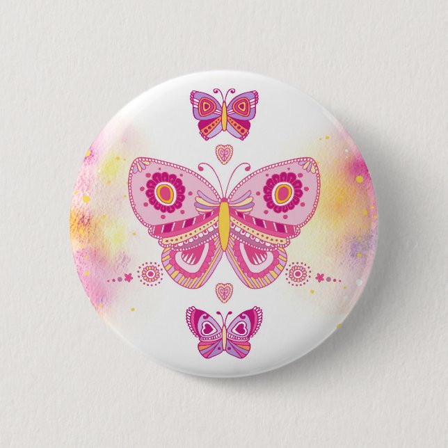 Three Butterflies 6 Cm Round Badge (Front)