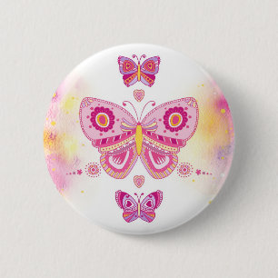 Three Butterflies 6 Cm Round Badge