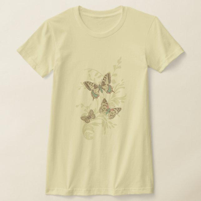 Three butterflies graphic inked t-shirt (Laydown)