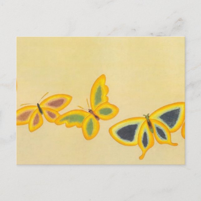 Three Butterflies Vintage Postcard (Front)