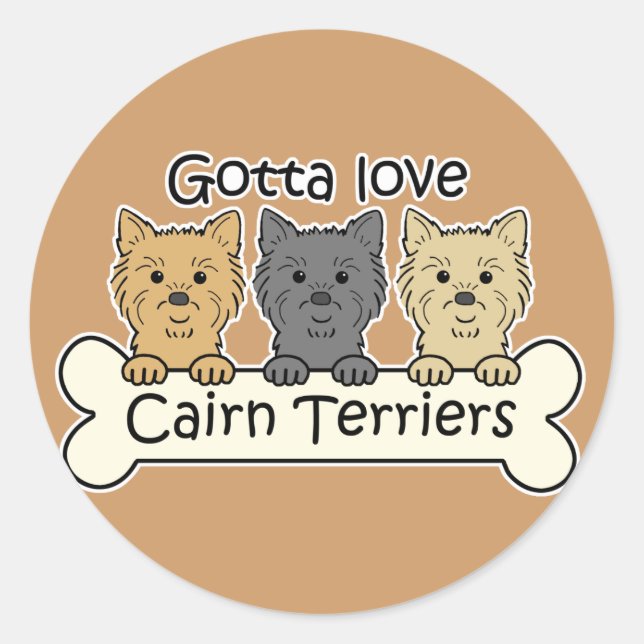 Three Cairn Terriers Classic Round Sticker (Front)
