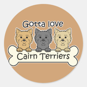 Three Cairn Terriers Classic Round Sticker
