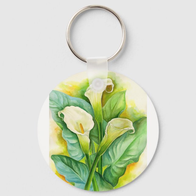 Three Cala Lilies Painting - Multi Key Ring (Front)