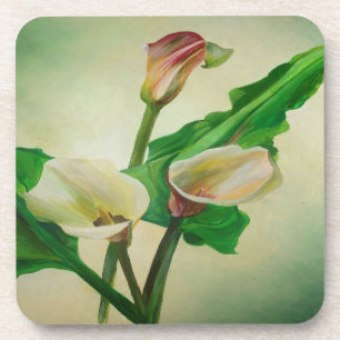 Three Calla Lilies Stunning Botanical Acrylic  Coaster