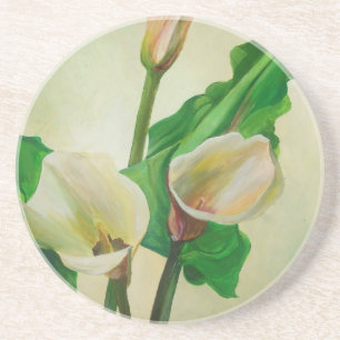 Three Calla Lilies Stunning Botanical Acrylic Coaster