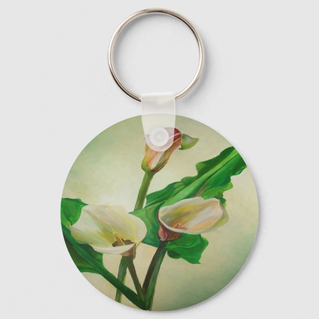 Three Calla Lilies Stunning Botanical Acrylic  Key Ring (Front)