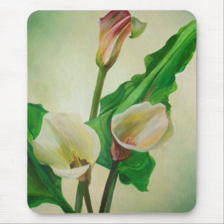 Three Calla Lilies Stunning Botanical Acrylic  Mouse Pad