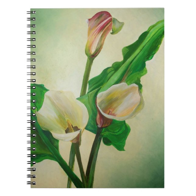 Three Calla Lilies Stunning Botanical Acrylic  Notebook (Front)
