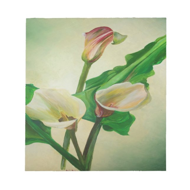 Three Calla Lilies Stunning Botanical Acrylic  Notepad (Front)