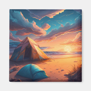 Three Camping Scenes Magnet
