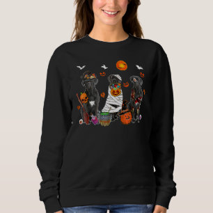 Three Cane Corso Dogs Witch Scary Mummy Halloween Sweatshirt