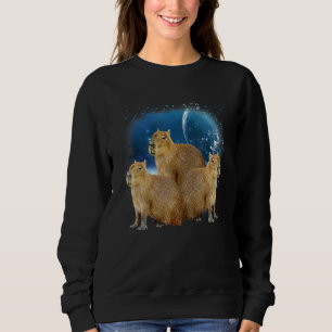 Three Capybaras And Moon  Capybara Humor Parody 1 Sweatshirt