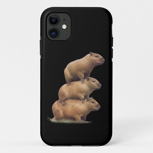 Three Capybaras Funny Capybara Humour Stack Animal Case-Mate iPhone Case (Back)