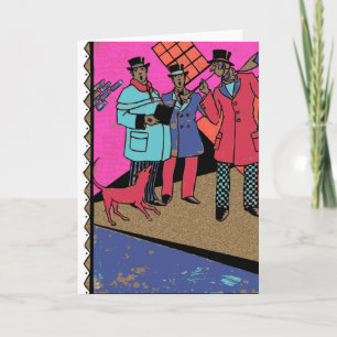 Three Carolers & a Dog Holiday Card