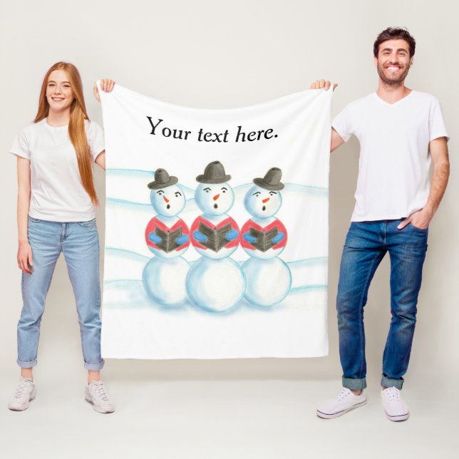 Three Caroling Snowmen Singing, Christmas Blankets (In Situ)