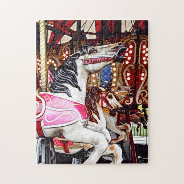 Three Carousel Horses Closeup Jigsaw Puzzle (Vertical)