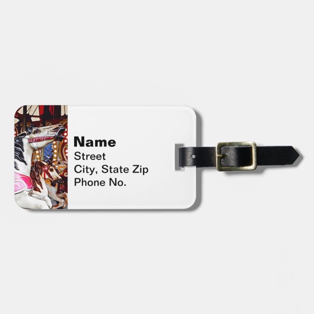 Three Carousel Horses Closeup Luggage Tag (Front Horizontal)