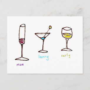 Three Cartoon Drinks Stooges Postcard
