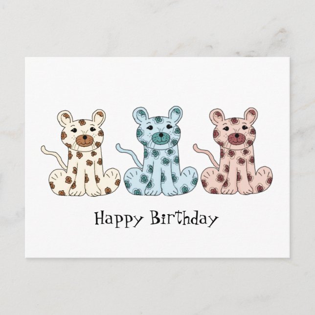 Three Cartoon Leopards Postcard (Front)