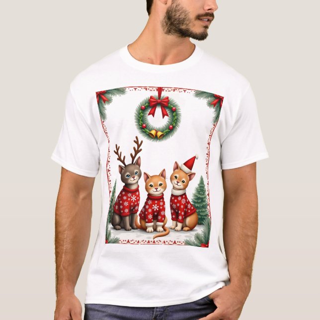 Three Cat Funny Christmas Cat Ugly Xmas Sweater Me (Front)