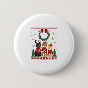 Three Cat Funny Christmas Cat Ugly Xmas Sweater Me 6 Cm Round Badge