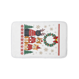 Three Cat Funny Christmas Cat Ugly Xmas Sweater Me Bath Mat