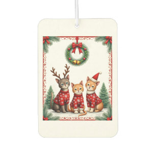 Three Cat Funny Christmas Cat Ugly Xmas Sweater Me Car Air Freshener