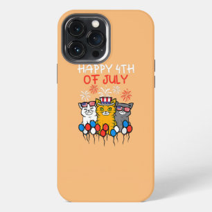 three cat happy 4th of july balloon lover iPhone 13 pro max case