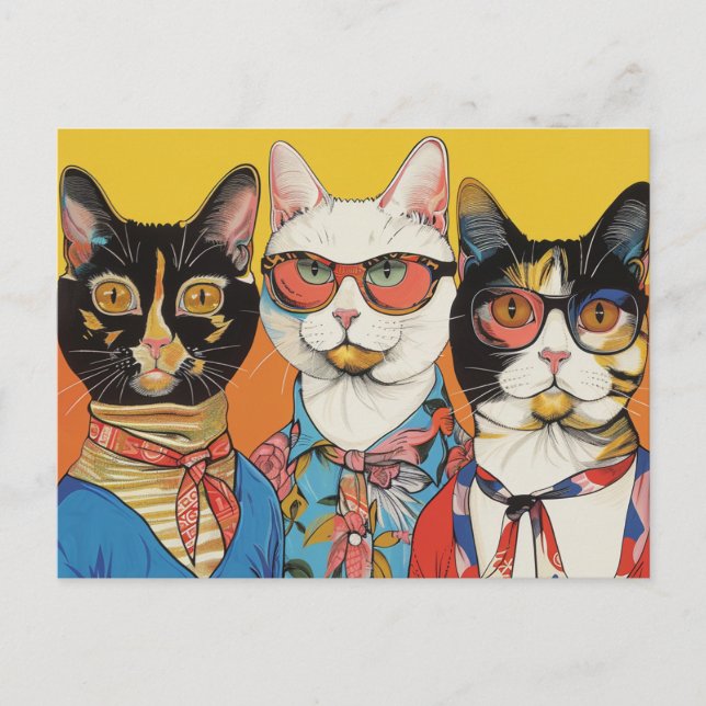 Three Cat Ladies Postcard (Front)