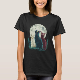 Three Cat Moon Funny Lazy Animals Howling Parody M T-Shirt