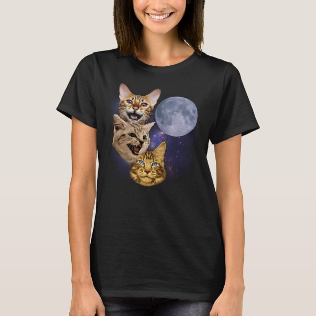 Three Cat Moon    Three Wolves Kitten T-Shirt (Front)