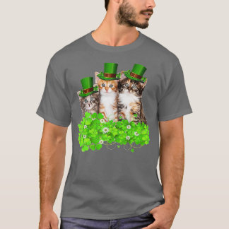 Three Cat St Patricks Day Kitty Kitten Lover Irish T-Shirt