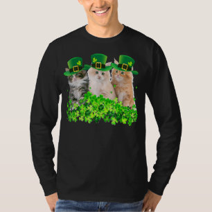 Three Cat St Patricks Day Kitty Kitten Lover Irish T-Shirt